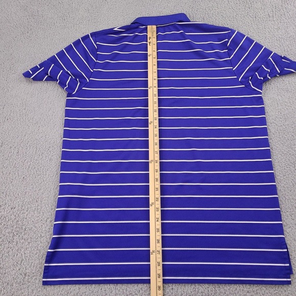 Ralph Lauren RLX Polo Shirt Mens Large Blue Striped Golf Casual Logo - Picture 13 of 14